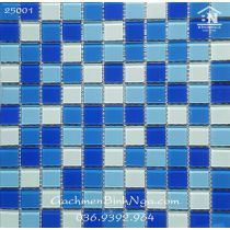 Gạch vỉ ốp hồ bơi Mosaic thủy tinh xanh 4 màu giá rẻ 25001