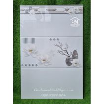 Gạch 30x60 trắng trơn điểm bông hoa ốp tường giá rẻ BNC3600 