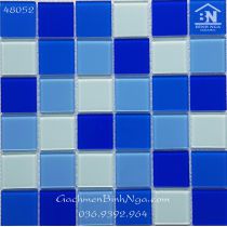 Gạch hồ bơi giá rẻ Mosaic thủy tinh mix 4 màu xanh 48052