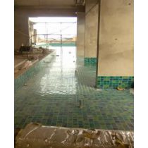 Gạch Mosaic gốm men rạn 1 lớp ốp hồ bơi màu xanh trộn màu 4871
