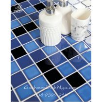Gạch ốp bếp Mosaic gốm men bóng 4808 màu xanh  