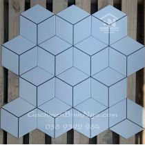 Gạch lục giác ốp bếp 3D màu trắng hình lập phương