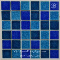 Gạch lát bể bơi Mosaic gốm men rạn 2 lớp mix xanh dương 306x306