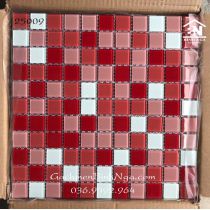 Gạch Mosaic thủy tinh màu hồng ốp trang trí giá rẻ 25009
