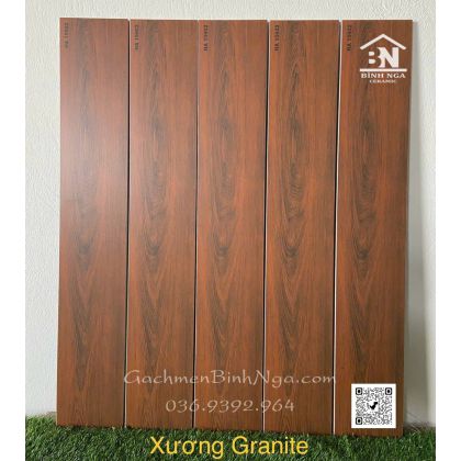 Gạch thanh gỗ 15x90 màu đỏ đậm 15902 xương đá đồng chất 