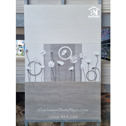 Gạch men 30x60 mờ màu xám xi măng hoa văn 3D 