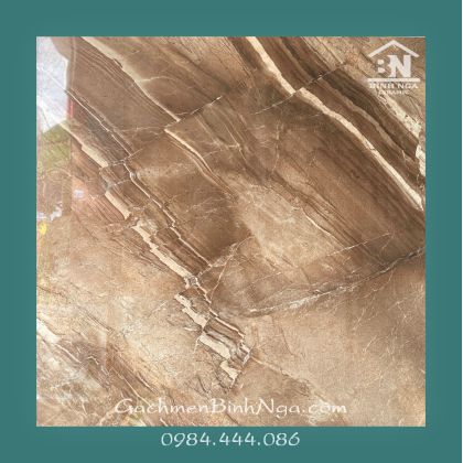 Gạch bóng kiếng 60x60 vân đá marble màu nâu cao cấp dán mặt tiền 