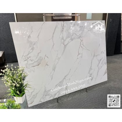 Mẫu gạch lát nền màu trắng vân mây cao cấp 1200x1800 siêu bóng  