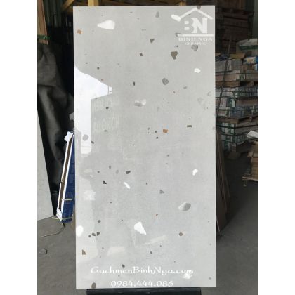 Gạch 60x120 terrazo bóng kính màu xám nhạt cao cấp Ấn độ 
