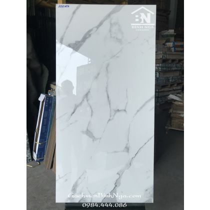 Gạch bóng kính trắng vân mây đậm 60x120 cao cấp Ấn độ 