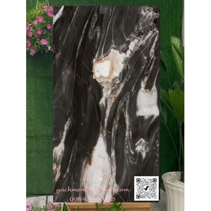 Gạch vân đá tự nhiên đen trắng khổ lớn 80x160cm bóng kính 8033 