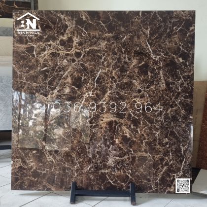 Gạch bóng kính vân nâu vũ trụ 100x100 đồng chất cao cấp 
