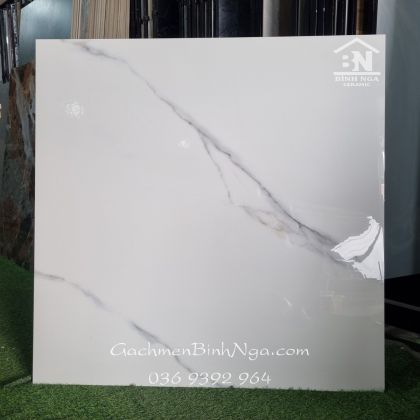 Gạch Ấn Độ 100x100 bóng kính trắng vân khói cao cấp AK 