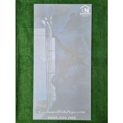 Gạch 60x120 vàng kem bóng kính vân mây trắng cao cấp Ấn độ 