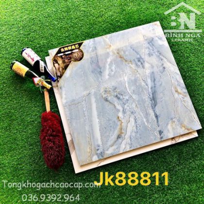 Gạch 80x80 bóng kiếng vân đá xanh khắc kim 88811F2 