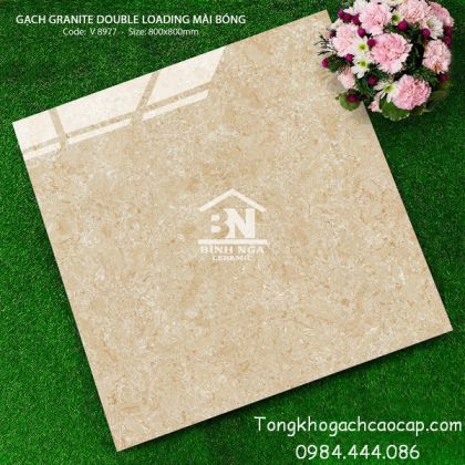 Gạch 80x80 bóng kính vân đá màu vàng  