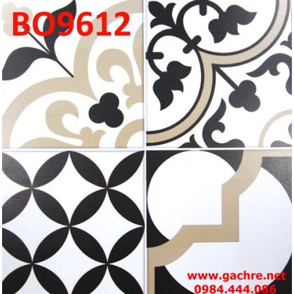 Gạch bông 30x30 đen trắng bông, đồng xu BO9612 