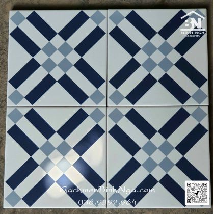 Gạch bông ca rô màu xanh 20x20 lát nền 201 