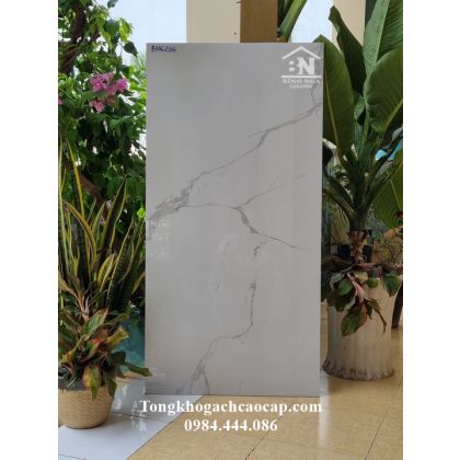 Gạch bóng kiếng 60x120 cao cấp  trắng vân mây 