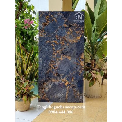 Gạch bóng kiếng 60x120 cao cấp xanh vân vàng 