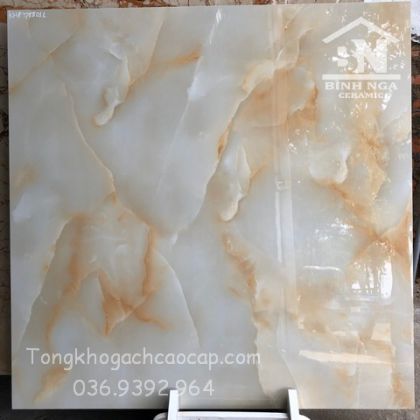 Gạch bóng kiếng 80x80 vân đá vàng cao cấp 88011 