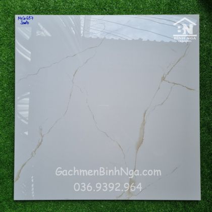 Gạch bóng kiếng trắng vân khói vàng 60x60 657 