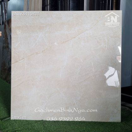 Gạch bóng kính Takao 100x100 màu vàng kem siêu bóng vân tự do 51108 