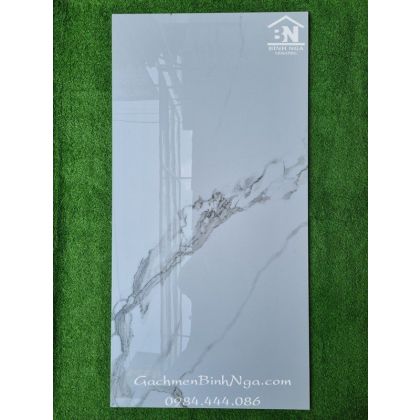 Gạch bóng kính trắng vân mây 60x120 cao cấp siêu bóng nhập khẩu 