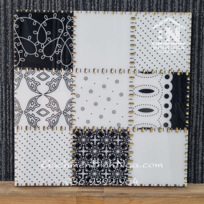 Gạch bông nhũ vàng 30x30 3310 trắng đen 