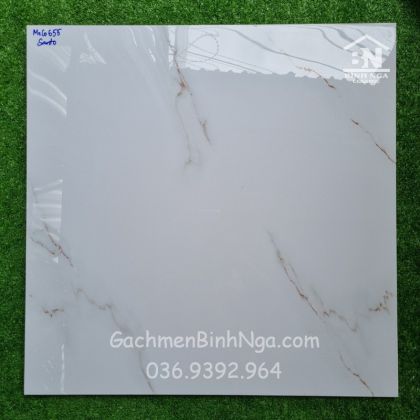 Gạch đá bóng kiếng 60x60 trắng vân khói đỏ 