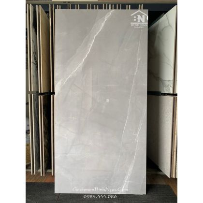 Gạch đá bóng kiếng khổ lớn 800x1600 cao cấp màu xám sáng vân đá 