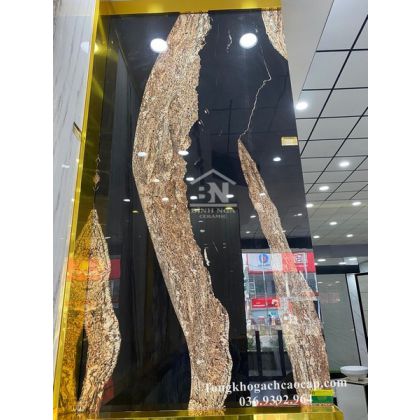Gạch đá trang trí tường khổ 120x240 đen huyền bí 