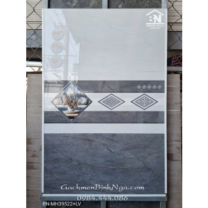 Gạch dán tường 30x60 bóng màu xám đen Mikado 