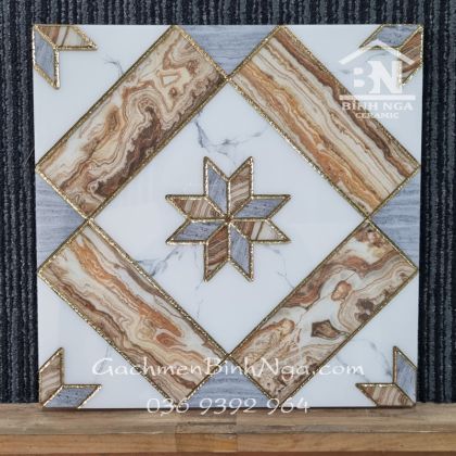 Gạch điểm nhũ vàng 30x30 3308 vân giả gỗ 