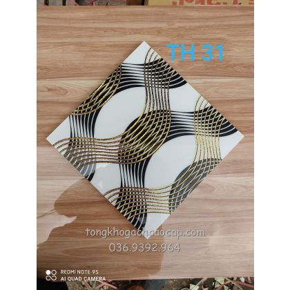 Gạch điểm nhũ vàng trang trí 3030 lưới đen đẹp 