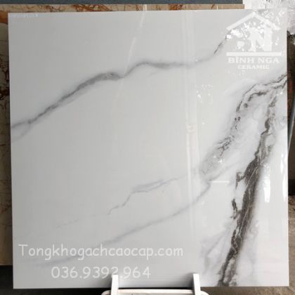 Gạch đồng chất 80x80 bóng kiếng trắng tia chóp đen 8565 