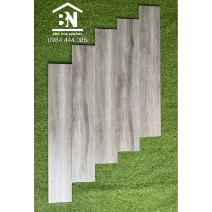 Gạch giả gỗ 15x90 xám đen nhập trung quốc 