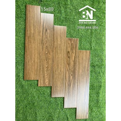 Gạch giả gỗ cao cấp 15x80 màu nâu nhâp khẩu 
