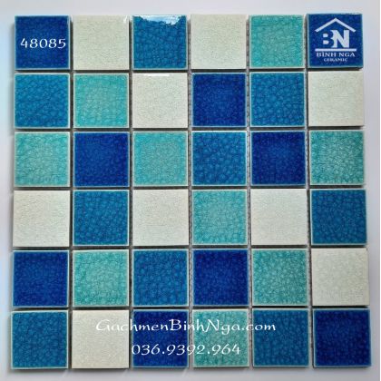 Gạch hồ bơi Mosaic gốm rạn mix 4 màu 48085 vỉ 306x306 