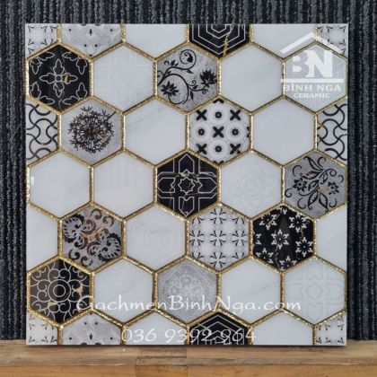 Gạch khắc kim 30x30 3311 lục giác nhỏ trang trí ốp tường 