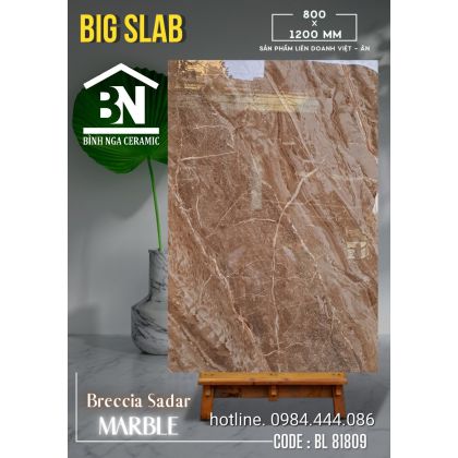 Gạch khổ lớn 800x1200 bóng kiếng vân đá màu nâu 