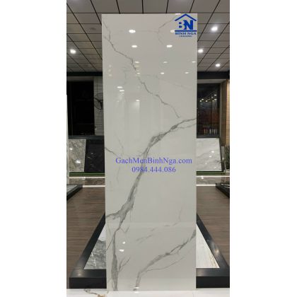 Gạch khổ lớn 800x2400 bóng kiếng trắng vân mây 