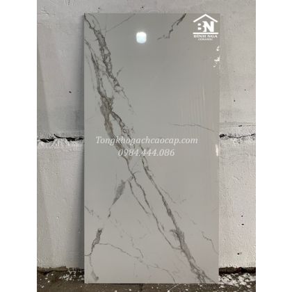 Gạch khổ lớn 80x160 bóng kiếng trắng vân mây 