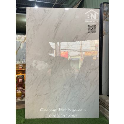Gạch khổ lớn Ấn độ 1200x1800 siêu bóng trắng vân khói sang trọng 