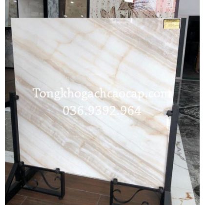 Gạch lát nền 120x120 Ấn Độ trắng sọc vàng cao cấp 