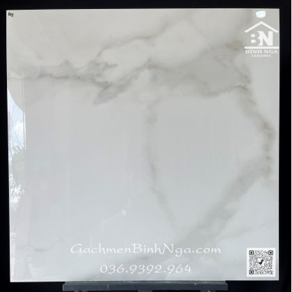 Gạch Ấn Độ lót nền 80x80 trắng khói bóng kiếng 801  
