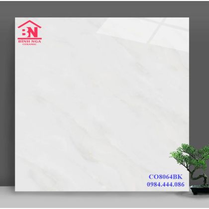 Gạch bóng kiếng 80x80 trắng  vân mây nhẹ 