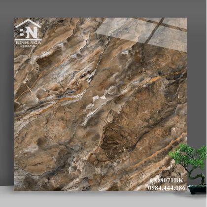 Gạch bóng kiếng 80x80 vân đá marble màu nâu 