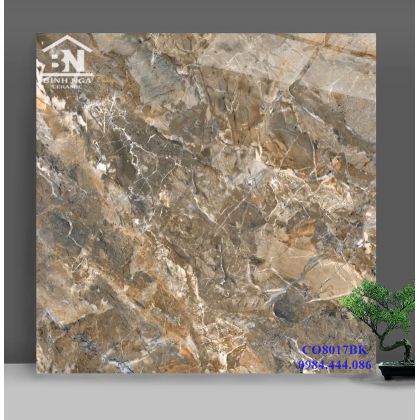 Gạch đá bóng kiếng 80x80 vân đá marble nâu cao cấp 