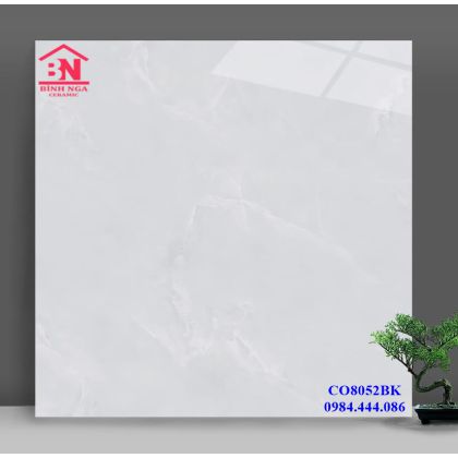 Gạch lát nền 80x80 bóng kiếng vân trắng nhẹ 